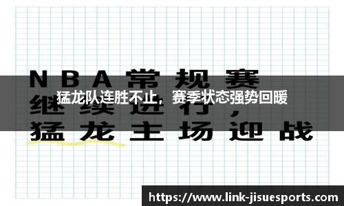 猛龙队连胜不止，赛季状态强势回暖